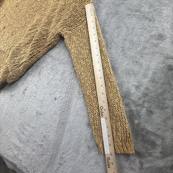 Free People Sweater Womens Medium Tan Chunky Knit High Low Pullover Boho Casual - Picture 6 of 9